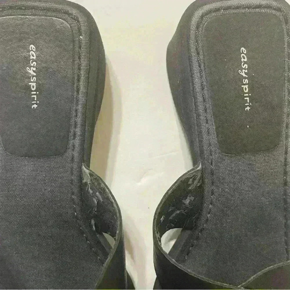 Easy Spirit Crossband Slip-on Sandal Black Size 9.5 Leather Upper - Picture 7 of 8